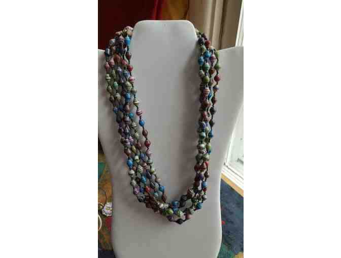 Cool Paper Bead Multi-Color Multi Strand Necklace