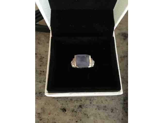 14k White Gold Chalcedony Ring - Size 8