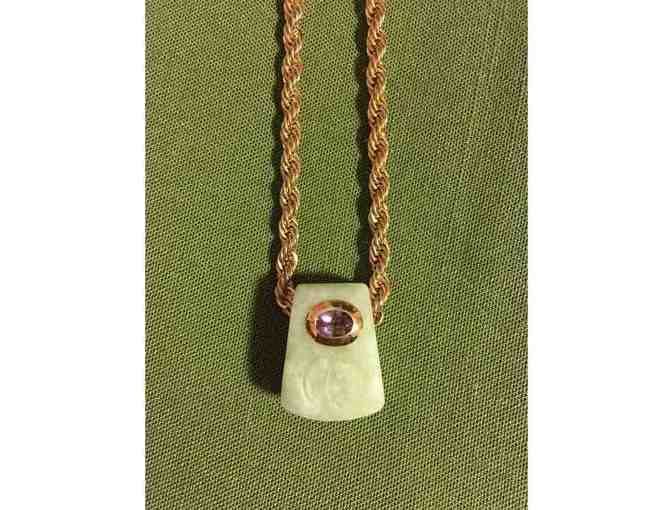 14k Gold and Jade Necklace - 24'