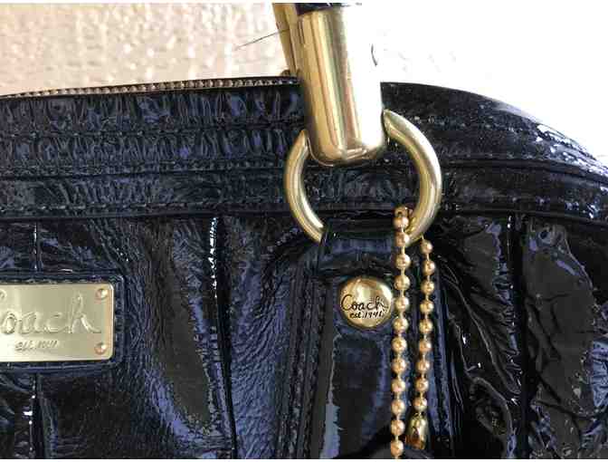 COACH 'Kristin' BLACK PLEATED Patent Leather Purse