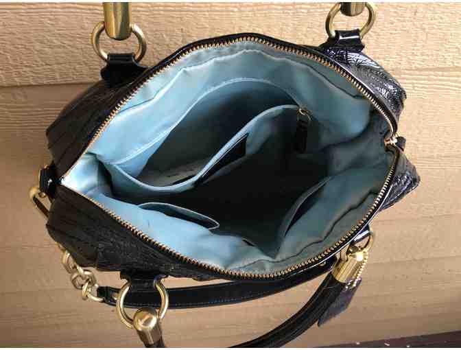 COACH 'Kristin' BLACK PLEATED Patent Leather Purse