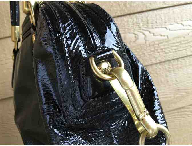 COACH 'Kristin' BLACK PLEATED Patent Leather Purse