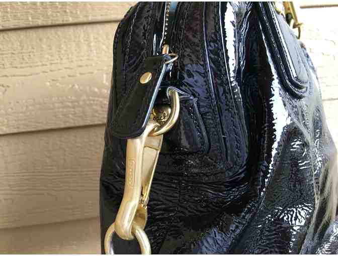COACH 'Kristin' BLACK PLEATED Patent Leather Purse