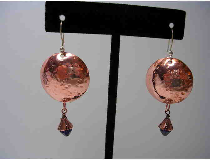 Copper Hammered Disc Earrings