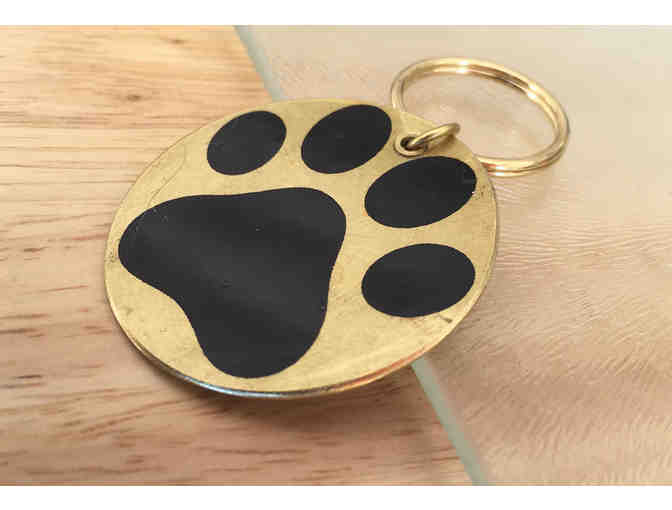 Dog Pawprint Brass Keychain