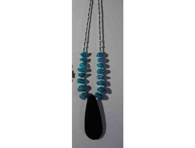 Southwest Turquoise Inlay Pendant Necklace