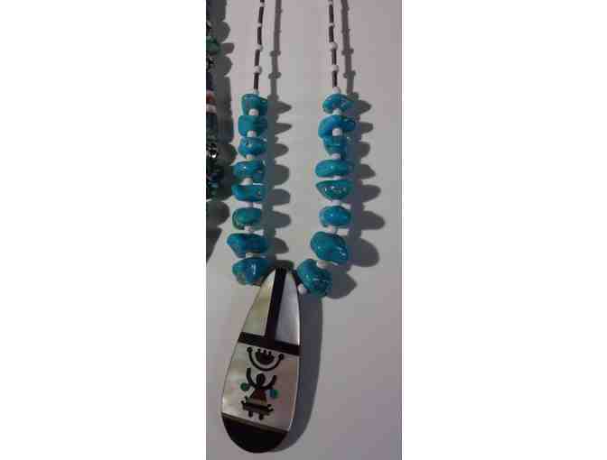 Southwest Turquoise Inlay Pendant Necklace