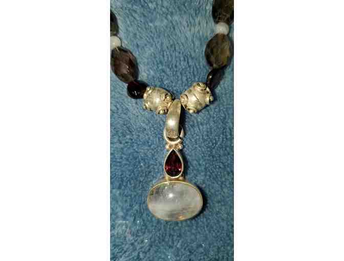 Sterling Smoky Topaz and Moonstone Necklace