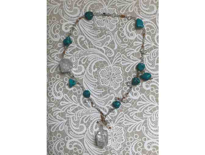 Handmade Turquoise and Quartz Bead Necklace
