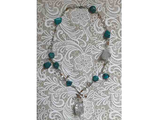 Handmade Turquoise and Quartz Bead Necklace