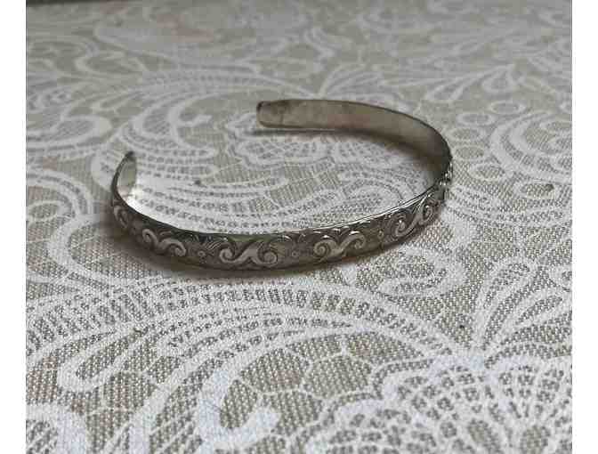 Sterling Silver Signed Vintage Engraved Cuff