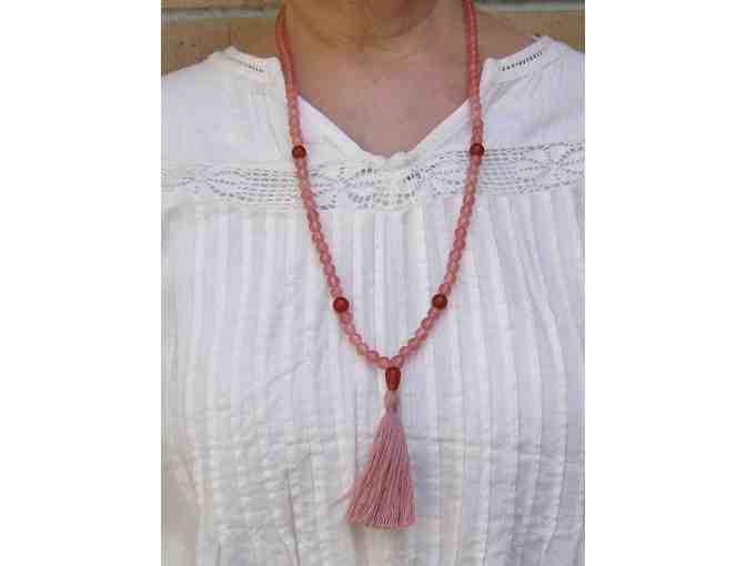 Handmade Cherry Quartz Tassel Necklace