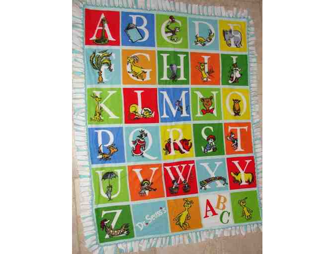 ABC Alphabet Seuss Fleece Tie Throw Blanket - Photo 1
