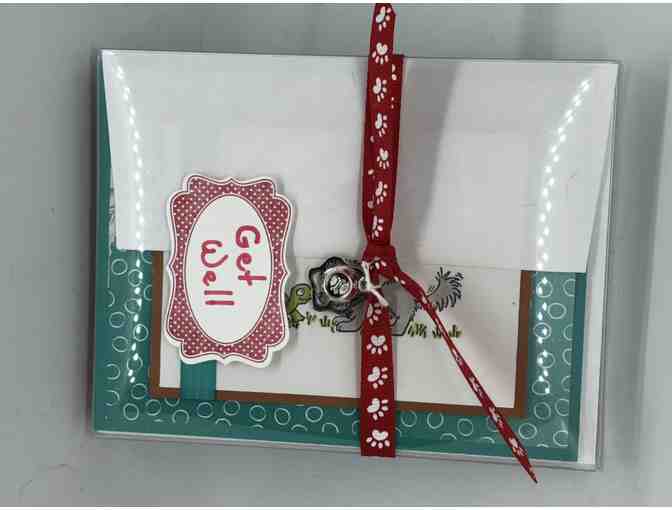 Hand Crafted Get well soon cards. Set of 5 with envelopes and charm