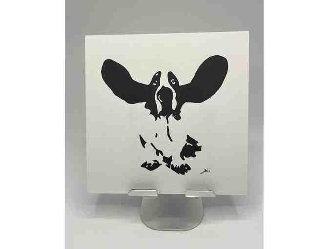 Handmade Artwork - Bassett Hound with Flying Ears