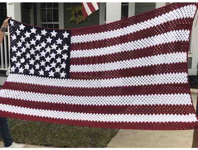 Crocheted American Flag Blanket