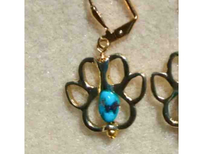 Turquoise Dog Paw earrings