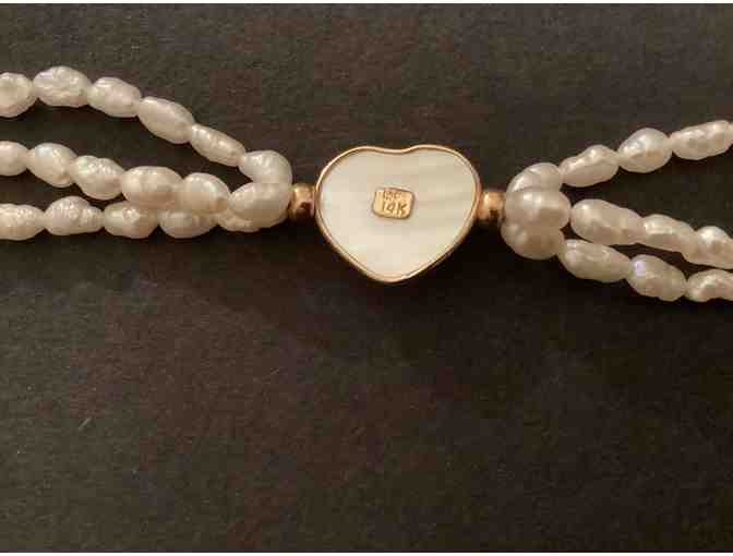 Freshwater Pearl Bracelet with 14k Heart