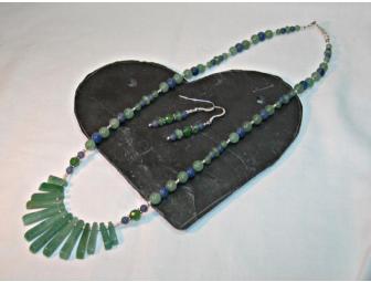 Aventurine, Sterling, and Emerald Necklace Set