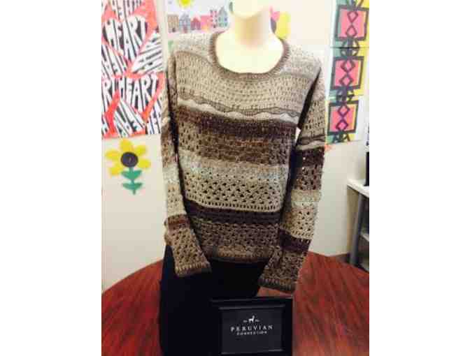 Airy Brown Striped Alpaca Sweater