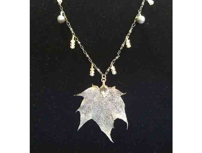 Real Leaf Preserved in Antiqued Silver Necklace