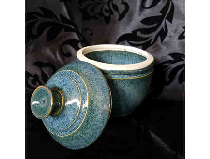 Handcrafted Raku Pottery Lidded Pot by James Castiglione