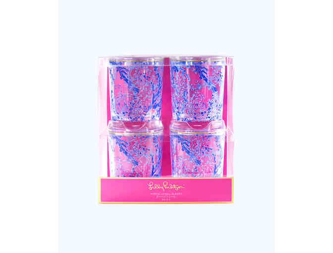 Lilly Pulitzer Lacquer Tray and Stemless Wine Glasses