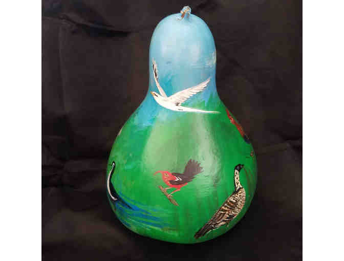 Hand-painted 'Birds of Kaua`i' Gourd