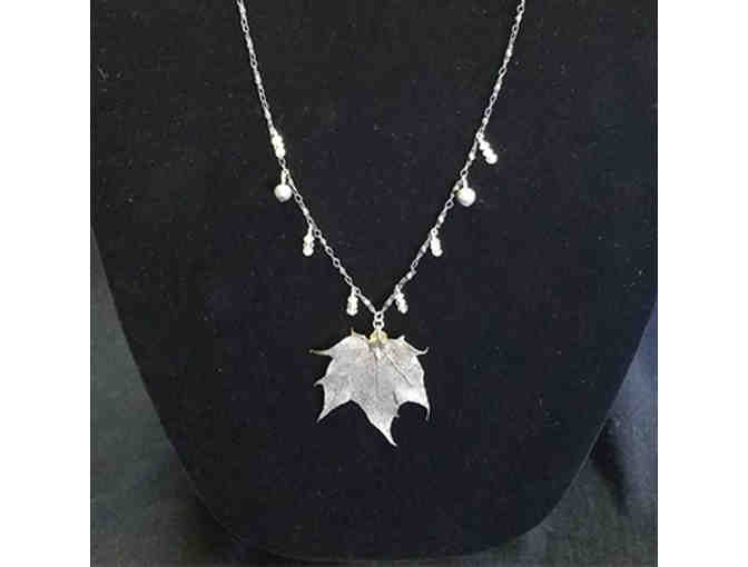 Real Leaf Preserved in Antiqued Silver Necklace