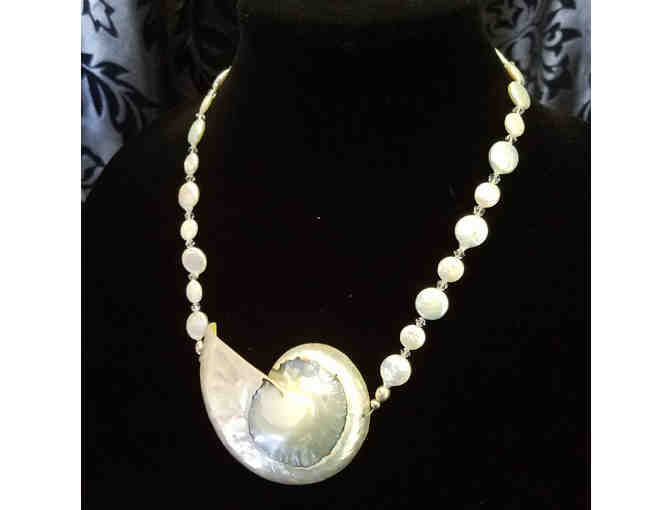 Nautilus Shell and Coin Pearl Necklace