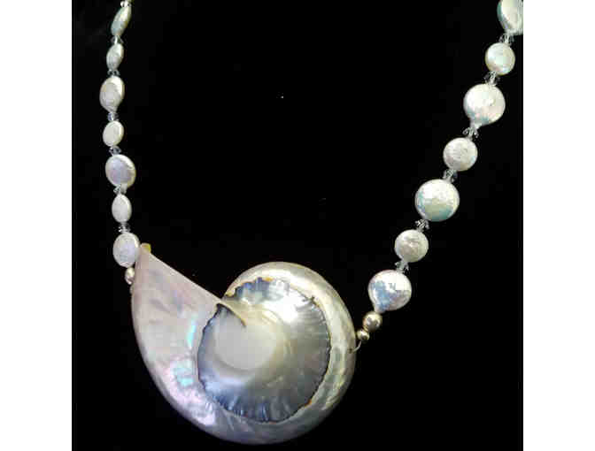 Nautilus Shell and Coin Pearl Necklace