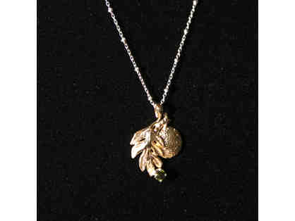14K Gold Breadfruit Necklace with Tourmaline Stone