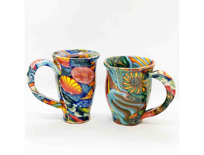2 Multicolored Coffee Mugs from LightWave Pottery
