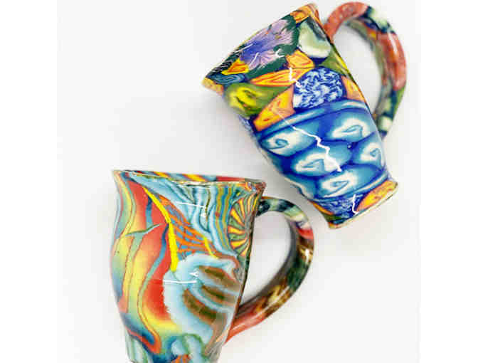 2 Multicolored Coffee Mugs from LightWave Pottery