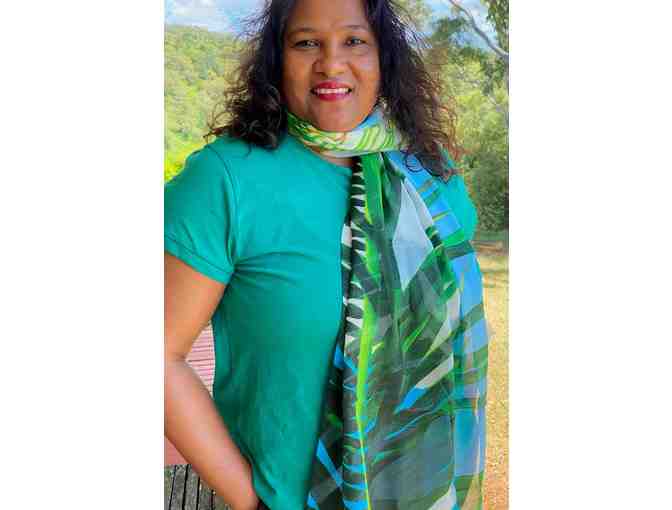 'Palm Fronds by the Bay' Scarf & set of 10 assorted ArtCards by Artist Lisa Remeny