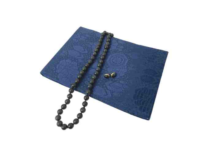 Black Jade Necklace and Earrings