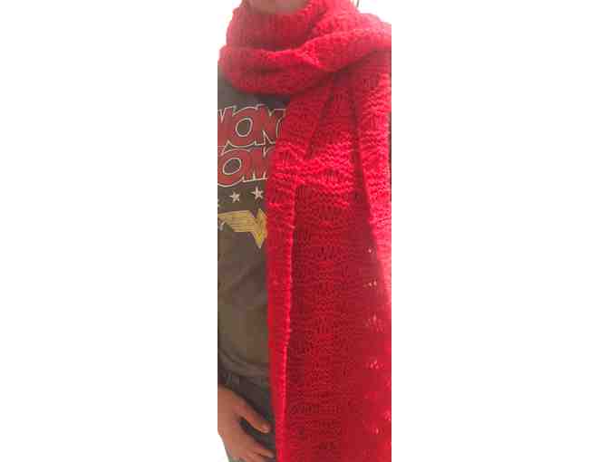 Real Red Shawl  - hand knitted