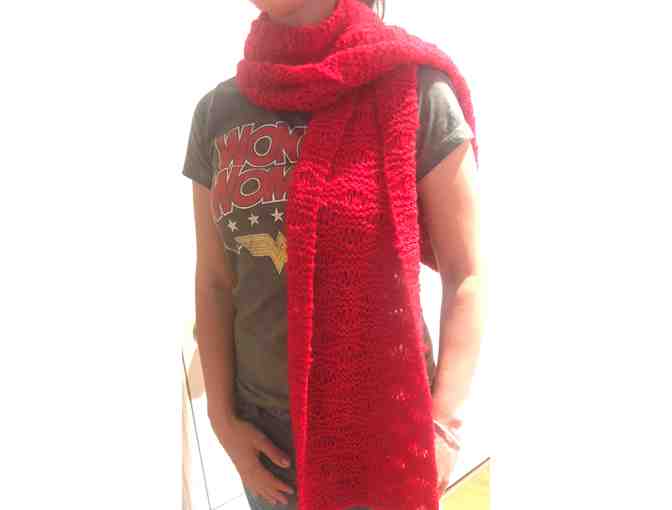 Real Red Shawl  - hand knitted
