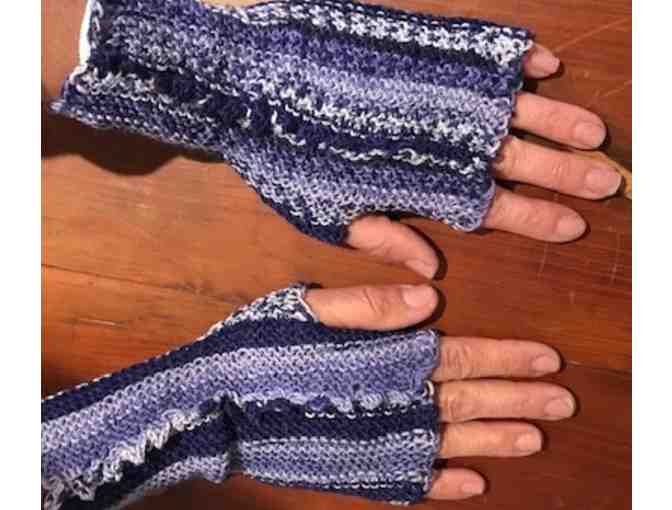 Hand knitted hat and fingerless mittens