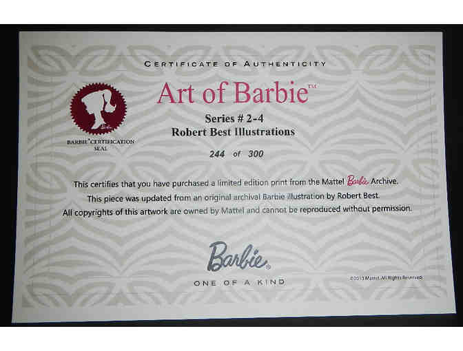 Limited Edition Silk Screen Print Featuring Barbie Doll Fashion Sketch by Robert Best