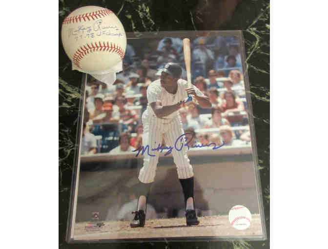 Mickey Rivers Autographed Photograph and Ball