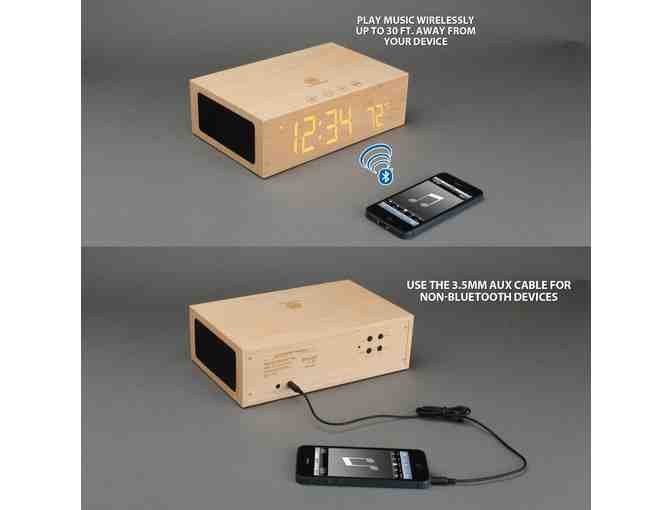 GOgroove - BlueSYNC TYM Bluetooth Stereo Speaker System & Wooden Alarm Clock
