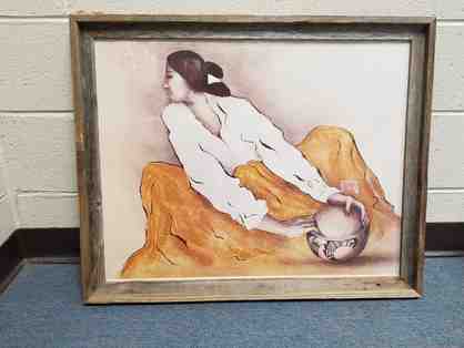 R C Gorman Poster Pottery Keeper Framed with Glass & Rustic Wood