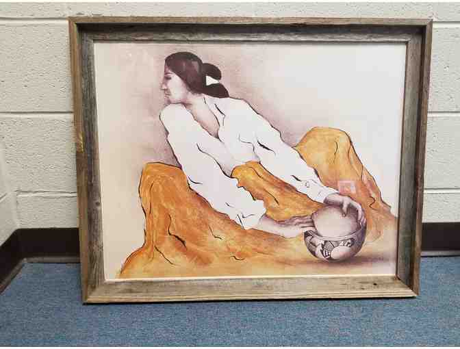 R C Gorman Poster Pottery Keeper  Framed with Glass & Rustic Wood - Photo 1
