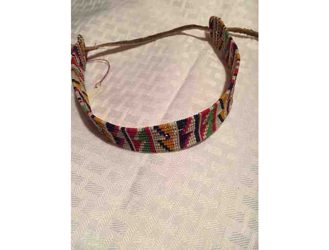 Multi Color Woven Bead Choker Necklace made by Maasai Tribe from Kenya - Photo 1
