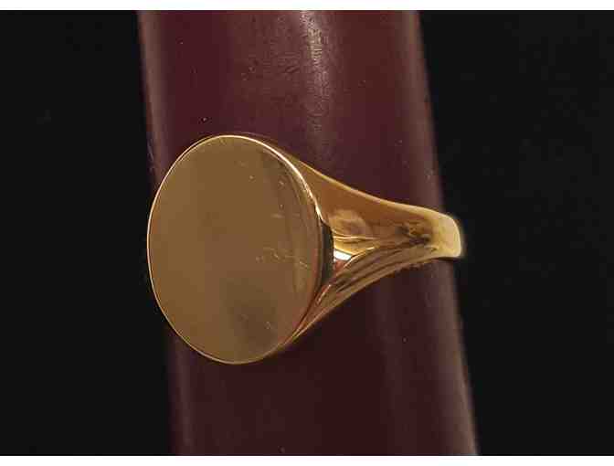 14K Gold Ladies Signet Ring, with Engravable Plate