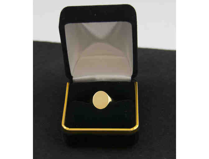 14K Gold Ladies Signet Ring, with Engravable Plate
