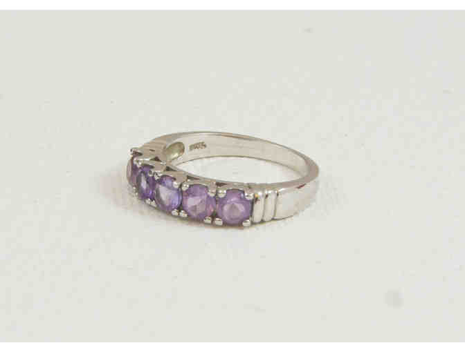 Sterling Silver and Five Small Amethysts Ring