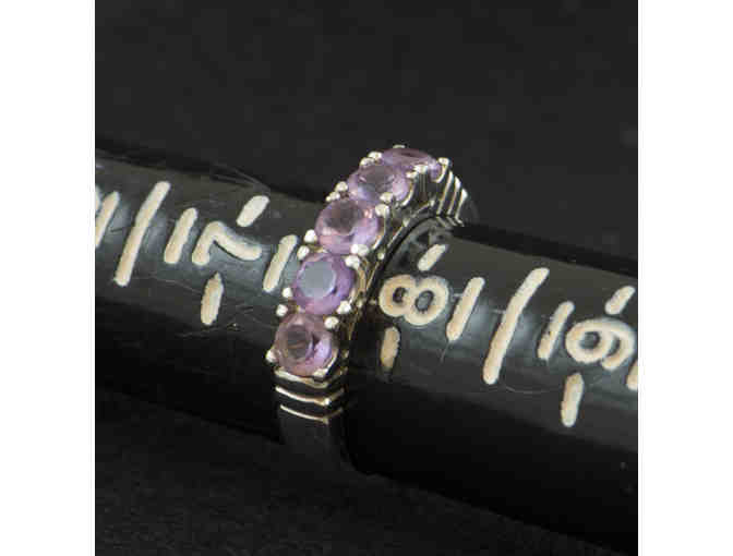 Sterling Silver and Five Small Amethysts Ring