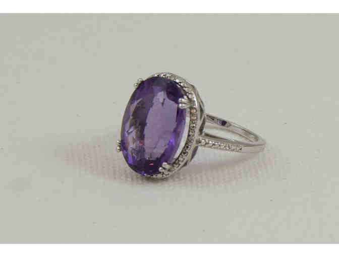 Sterling Silver and Purple Stone Basket Ring
